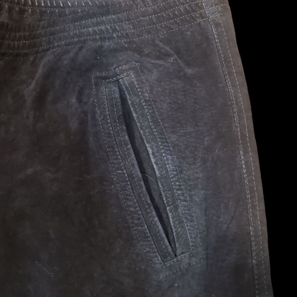 Vintage Black Suede Leather Pants - Picture 2 of 4